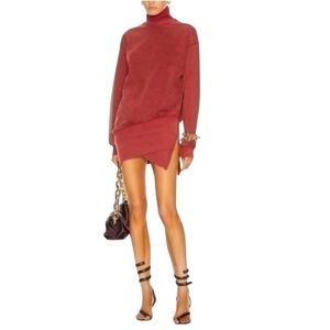 NWT Young Fabulous and Broke Turtleneck Asymmetrical Sweater Dress in Rust Small